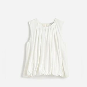 Madewell Elegant White Sleeveless crew neck bubble Blouse